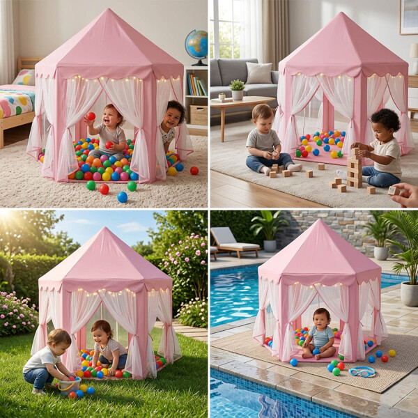 Carpa Casita Infantil Tipi Casa Para Niños Plegable Castillo Con Cortinas Imback Color Rosa Carpa Casita Infantil Tipi Casa Para Niños Plegable Castillo Con Cortinas Imback Color Rosa