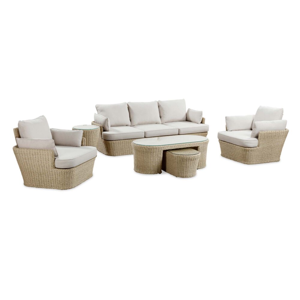 SET DE LIVING RATTAN-SINTETICO-Y-ALUMINIO NATURAL-BEIGE BARANY