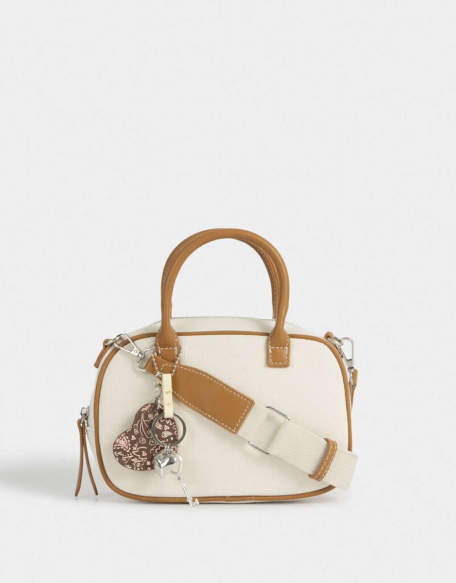 Cartera Bowling Con Charm - Blanco Crudo 