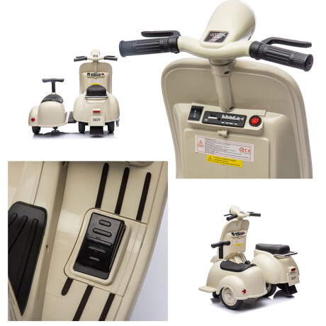 MOTO INFANTIL A BATERÍA VESPA CON ASIENTO PARA ACOMPAÑANTE MOTO INFANTIL A BATERÍA VESPA CON ASIENTO PARA ACOMPAÑANTE