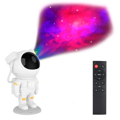 Proyector De Estrellas Astronauta Galaxia Nebulosa Control Noche Diseño Brazo Fijo
