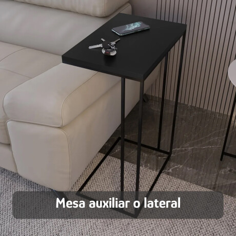 Mesa Auxiliar Metal 40x30x58cm Industrial Interior Exterior Negro