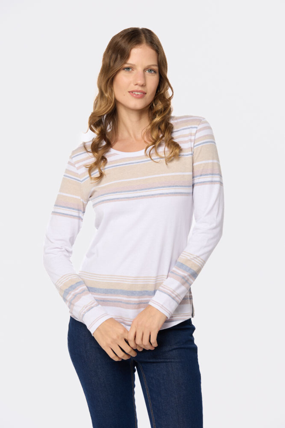 REMERA RAYADA MANGA LARGA Blanco