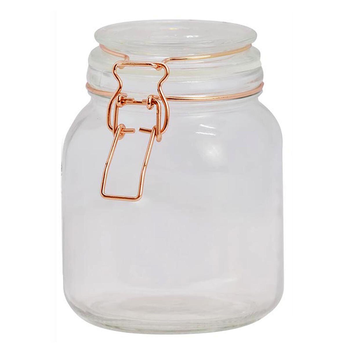 Recipiente vidrio 1 lt tapa broche cobre - TRANSPARENTE 