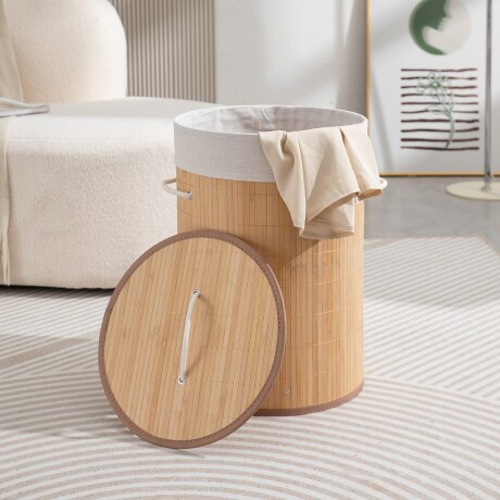 Cesto Baño y Lavandería Circular Ropa Sucia Bambú Con Tapa Gran Capacidad 35cm x 50cm Cesto Baño y Lavandería Circular Ropa Sucia Bambú Con Tapa Gran Capacidad 35cm x 50cm