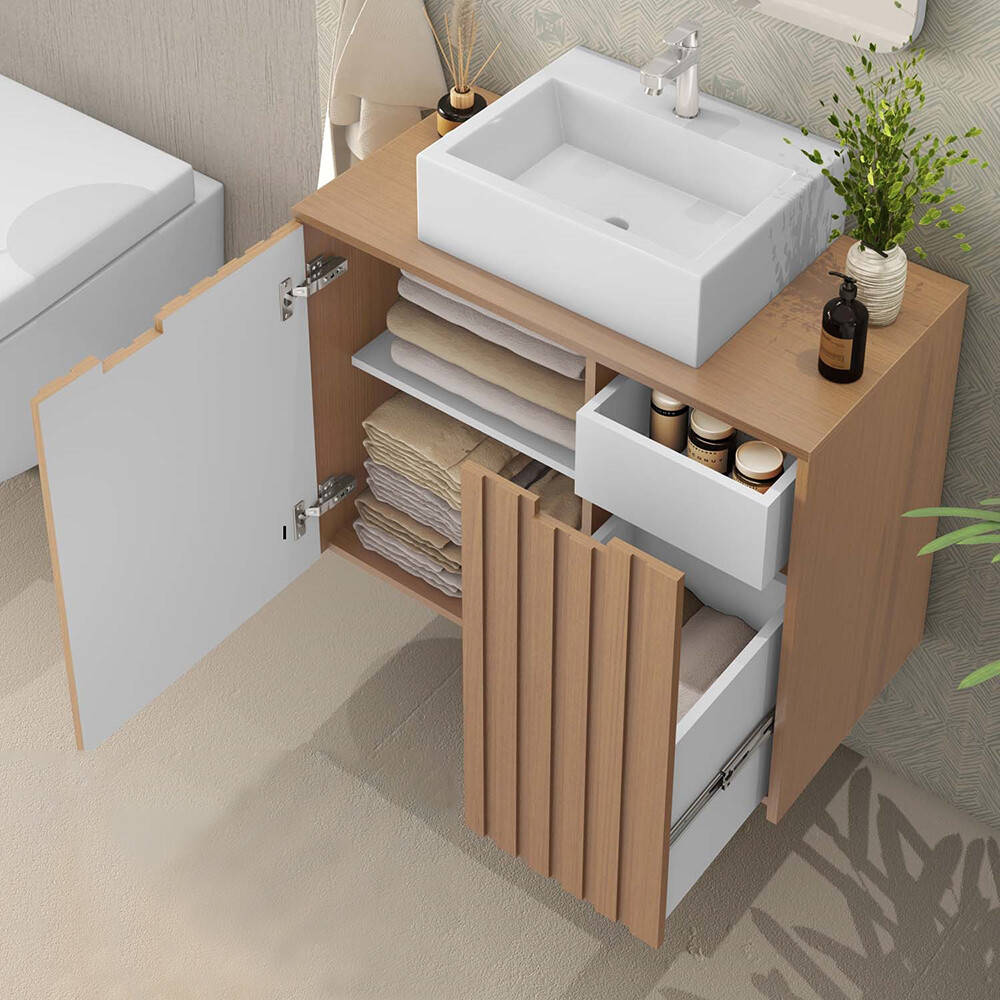 MUEBLE DE BAÑO NICE 80 CM. COLOR NOGAL/NOCE AMENDOA Mueble De Baño Nice 80 Cm. Color Nogal/noce Amendoa