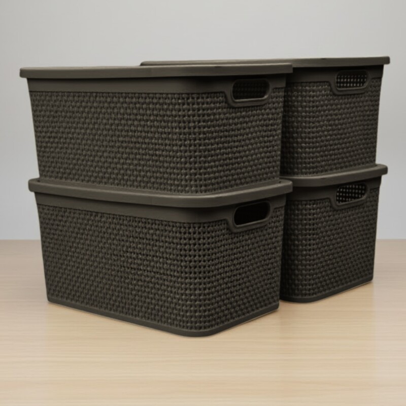 Set x4 Caja simil ratán 15 lts CHOCOLATE