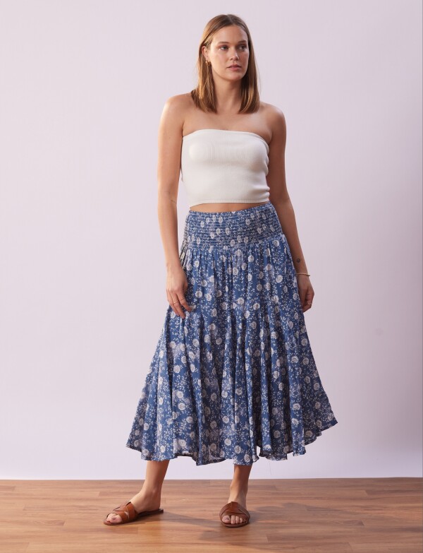 Falda Volados Flores AZUL/MULTI