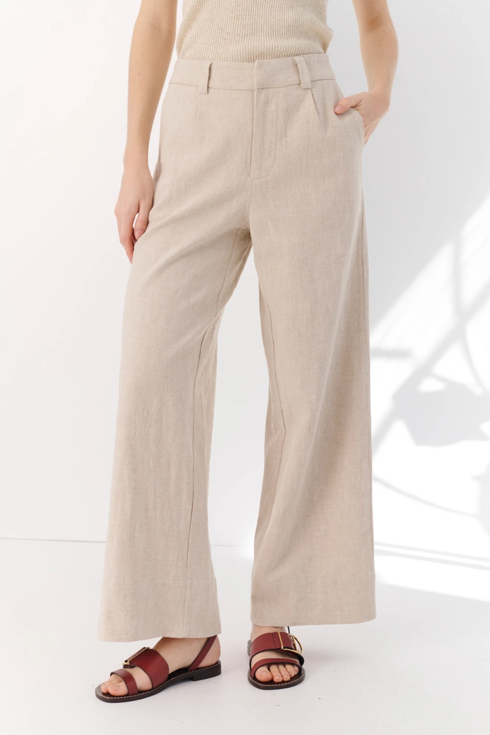 PANTALON LINO ZAG beige 5