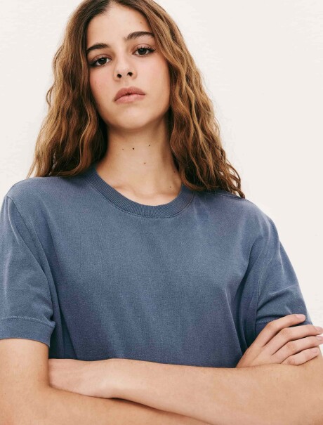 VESTIDO LARGO MANGA CORTA AZUL