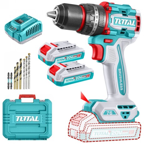 Taladro Percutor Y Atornillador 20v 76Nm - Doble Batería, Cargador Y Maletín - Sin Carbones Taladro Percutor Y Atornillador 20v 76Nm - Doble Batería, Cargador Y Maletín - Sin Carbones