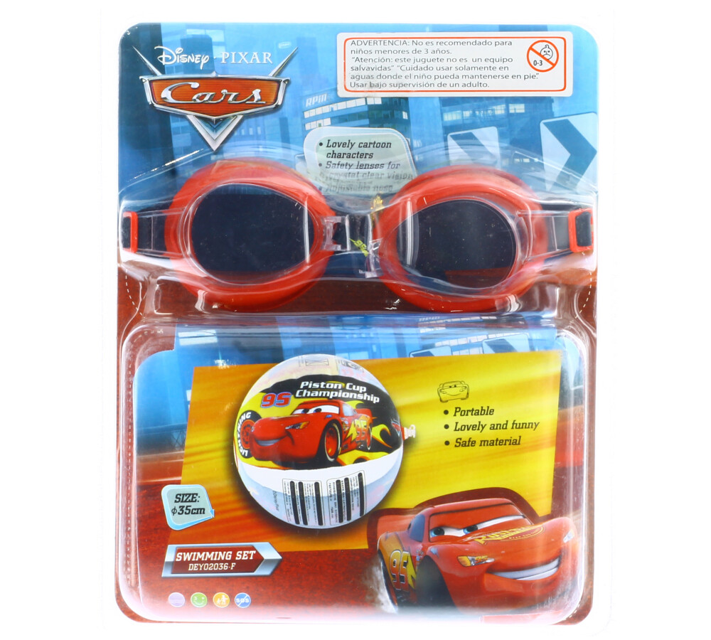 Set Lentes Natacion y Pelota CARS Rojo/Negro