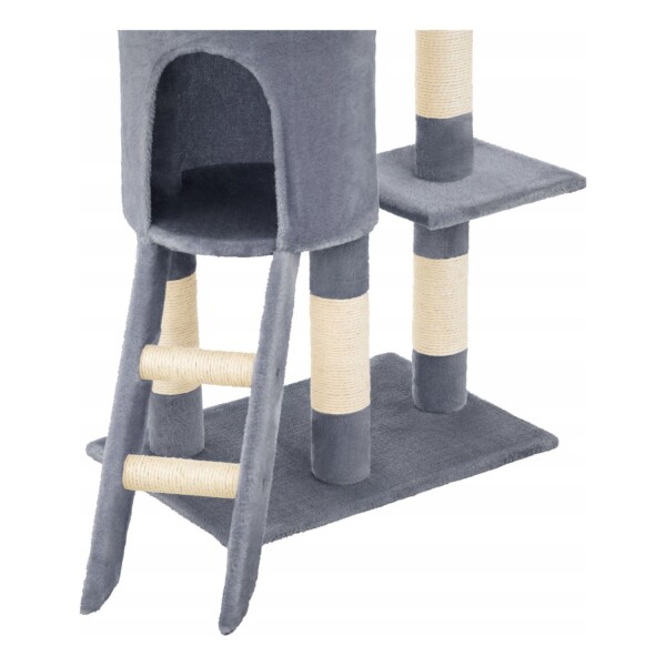 Rascador Torre 5 Niveles En Felpa Y Sisal Para Gato Juego Variante Color Gris Claro
