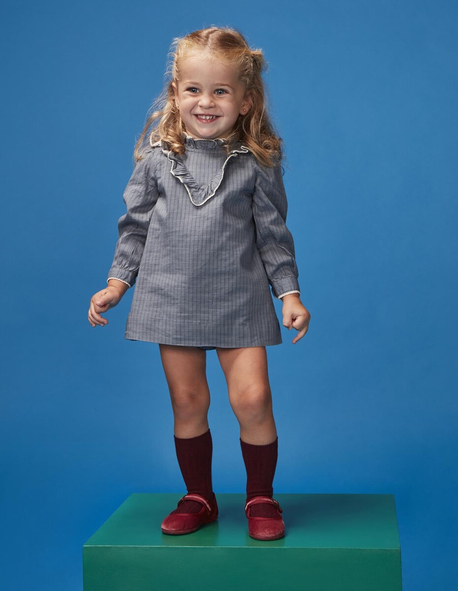 Vestido Con Contraste - Azul Pato 