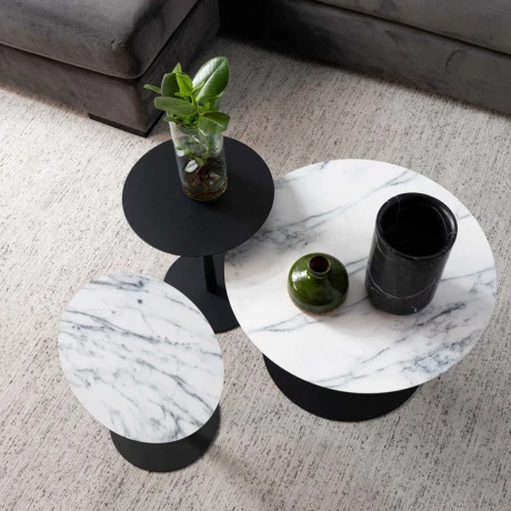 Mesa auxiliar SNOW MARBLE Blanco - REDONDO/A