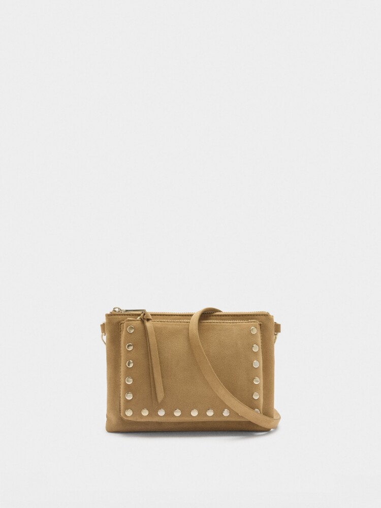 Bolso Bandolera Con Tachuelas taupe
