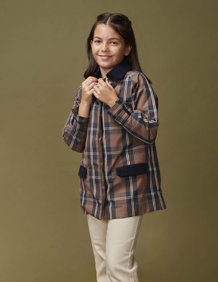 Chaqueton De Cuadros Con Interior Extraible - Marino 