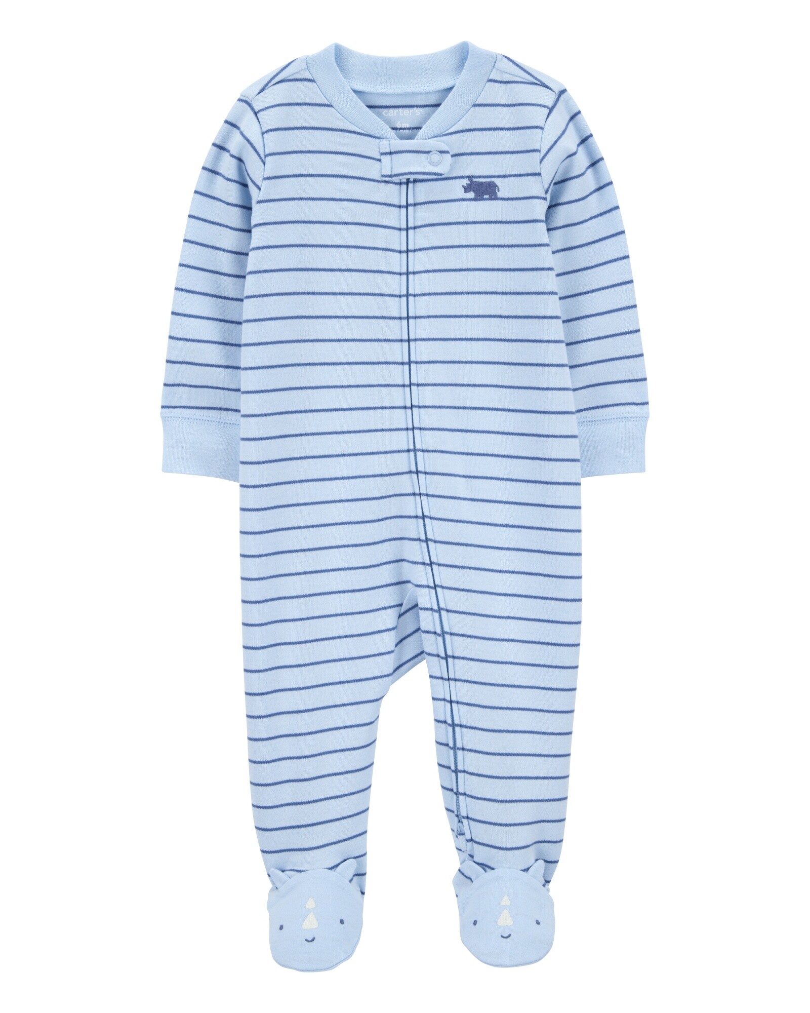Pijama una pieza de algodón, con pie, diseño rinoceronte Sin color
