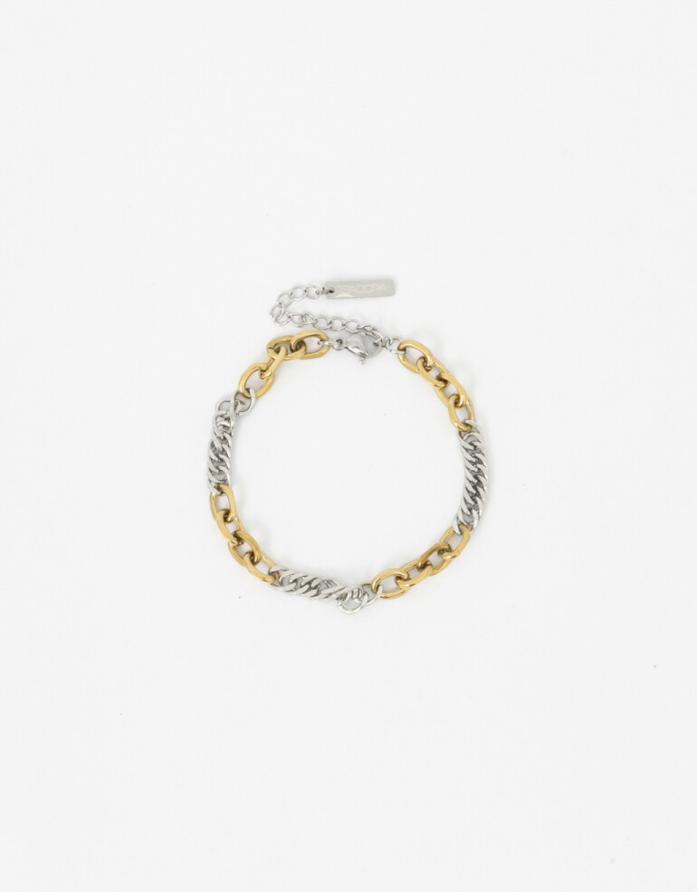 Pulseras Flexibles Metal Pulsera Acero Biplating - Combinacion Bicolor