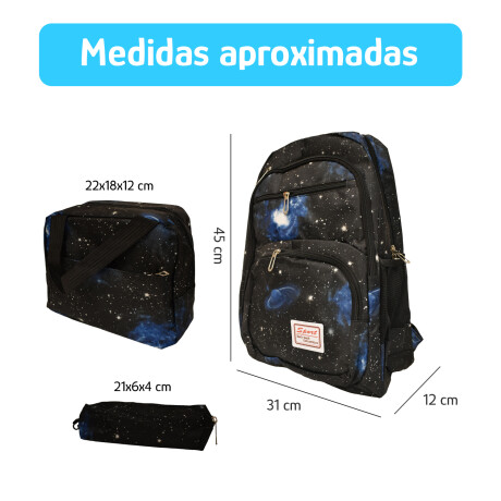 Set Mochila Lonchera Cartuchera Unisex Resistente 3 Piezas Azul