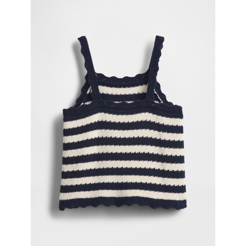 SL CROCHET STRIPE TANK NAVY UNIFORM