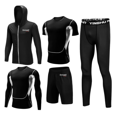 Conjunto Deportivo Termico X6 Psc Remera Calza Short Negro