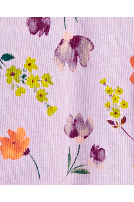 Pijama una pieza de algodón con pie diseño floral Sin color