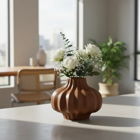 Florero Estilo Orgánico Decoración Hogar Oficina Ø15x13Cm Marrón
