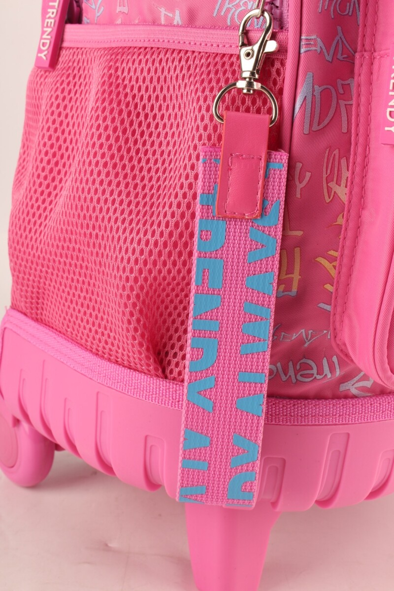 Mochila escolar amplia con ruedas Fucsia Rosa