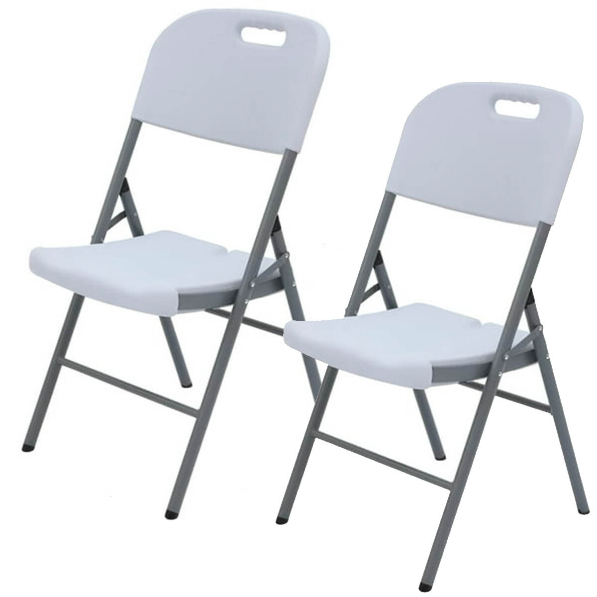 Sillas Plegables Metal Set X2 Jardín Hogar Camping - Blanco 