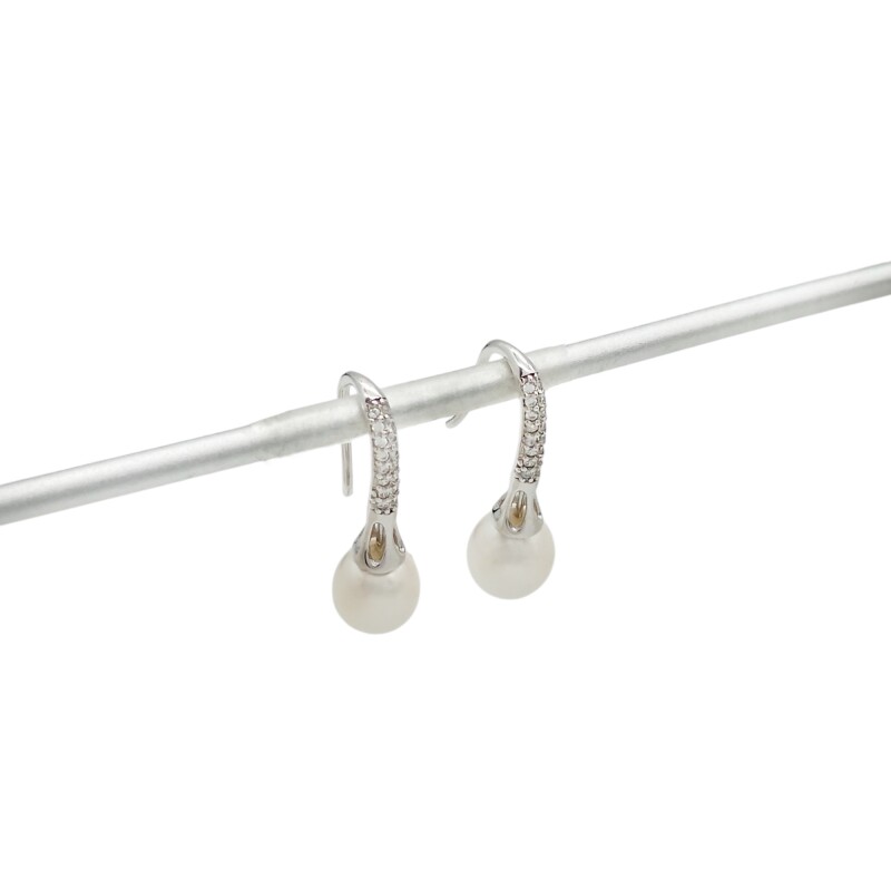 Caravanas Perlas-Plata 925-Con Perla y Zirconia-CA3212 conperla