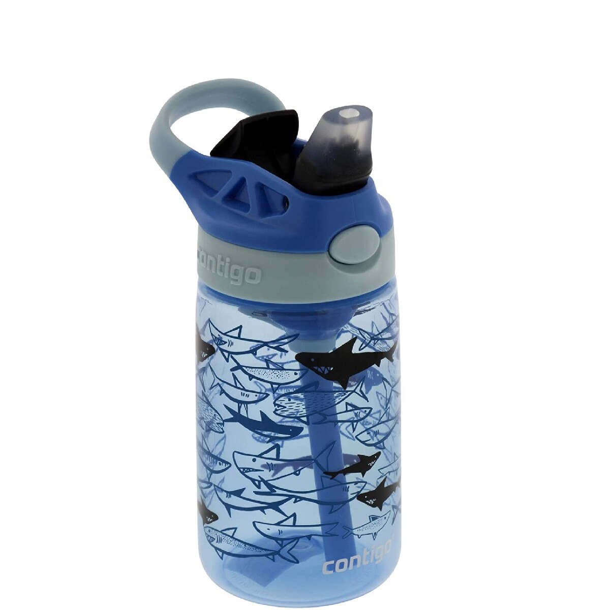 Botella 414 ml. diseño tiburones Azul