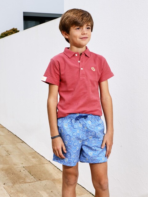 Polo Detalles Contraste Rosa