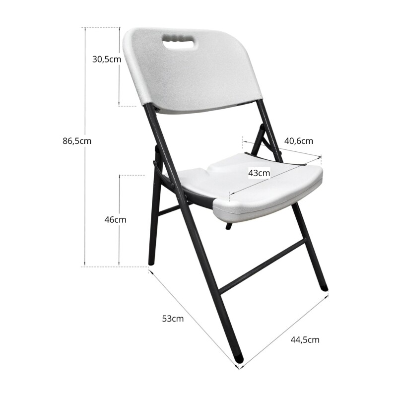 Silla Plegable Metálica Pvc Hdpe BLANCO