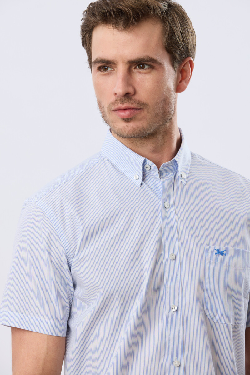 CAMISA RAYADA - Celeste 