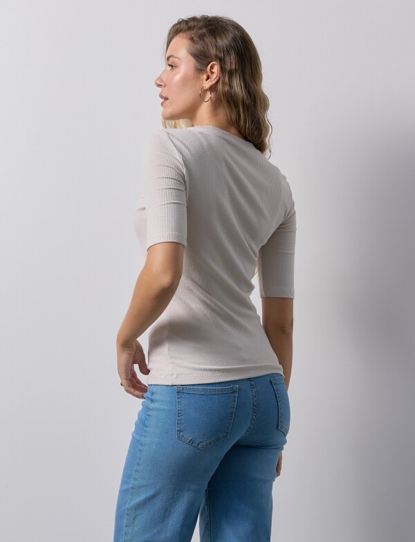 Remera Modal Ribs BEIGE
