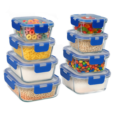 Set de 8 Recipientes de Vidrio Herméticos IMBACK IBK-HMJ050 | Cierre Antifugas, Vidrio Borosilicato BPA Set de 8 Recipientes de Vidrio Herméticos IMBACK IBK-HMJ050 | Cierre Antifugas, Vidrio Borosilicato BPA