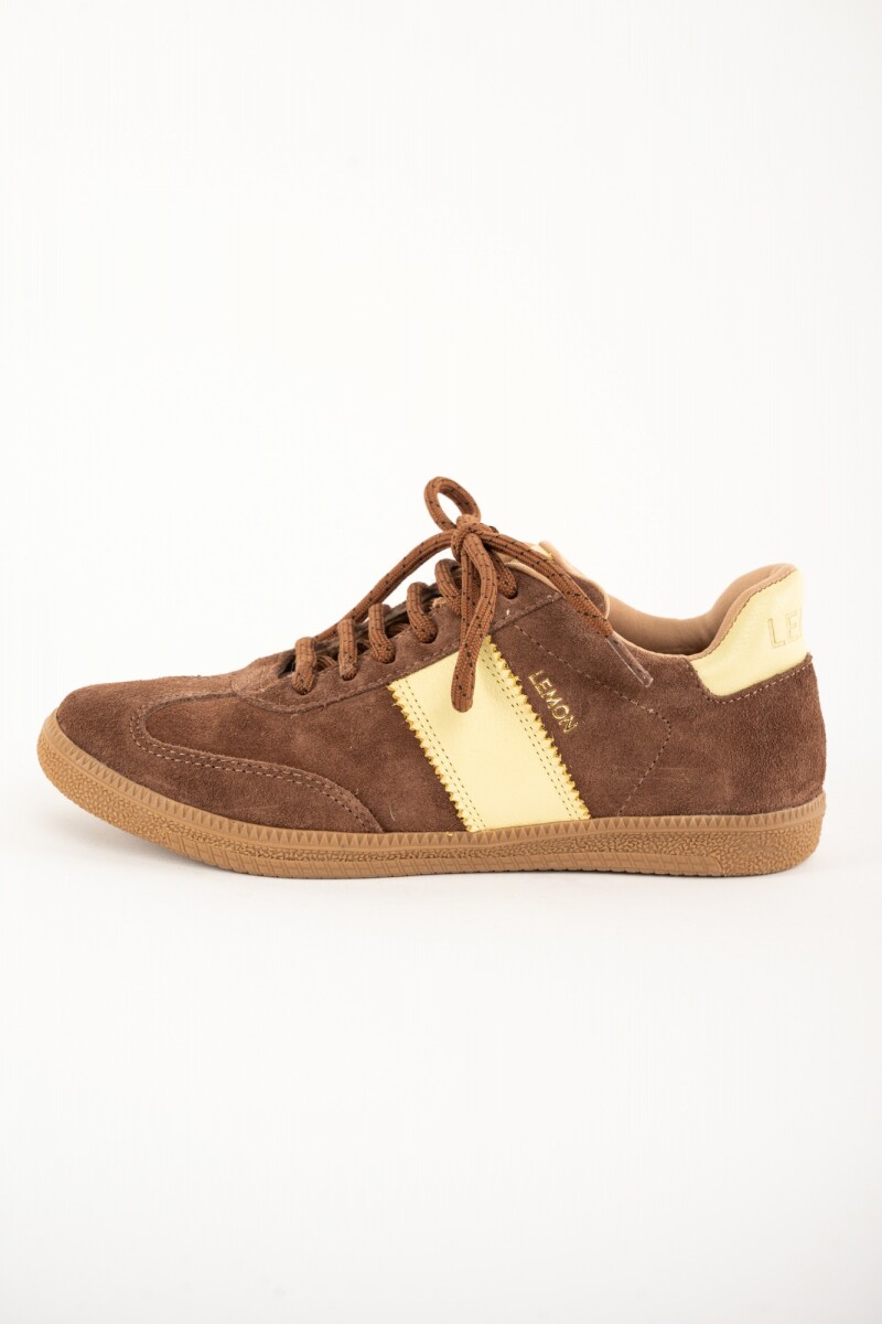 Zapatilla Gamuza Combinada Chocolate