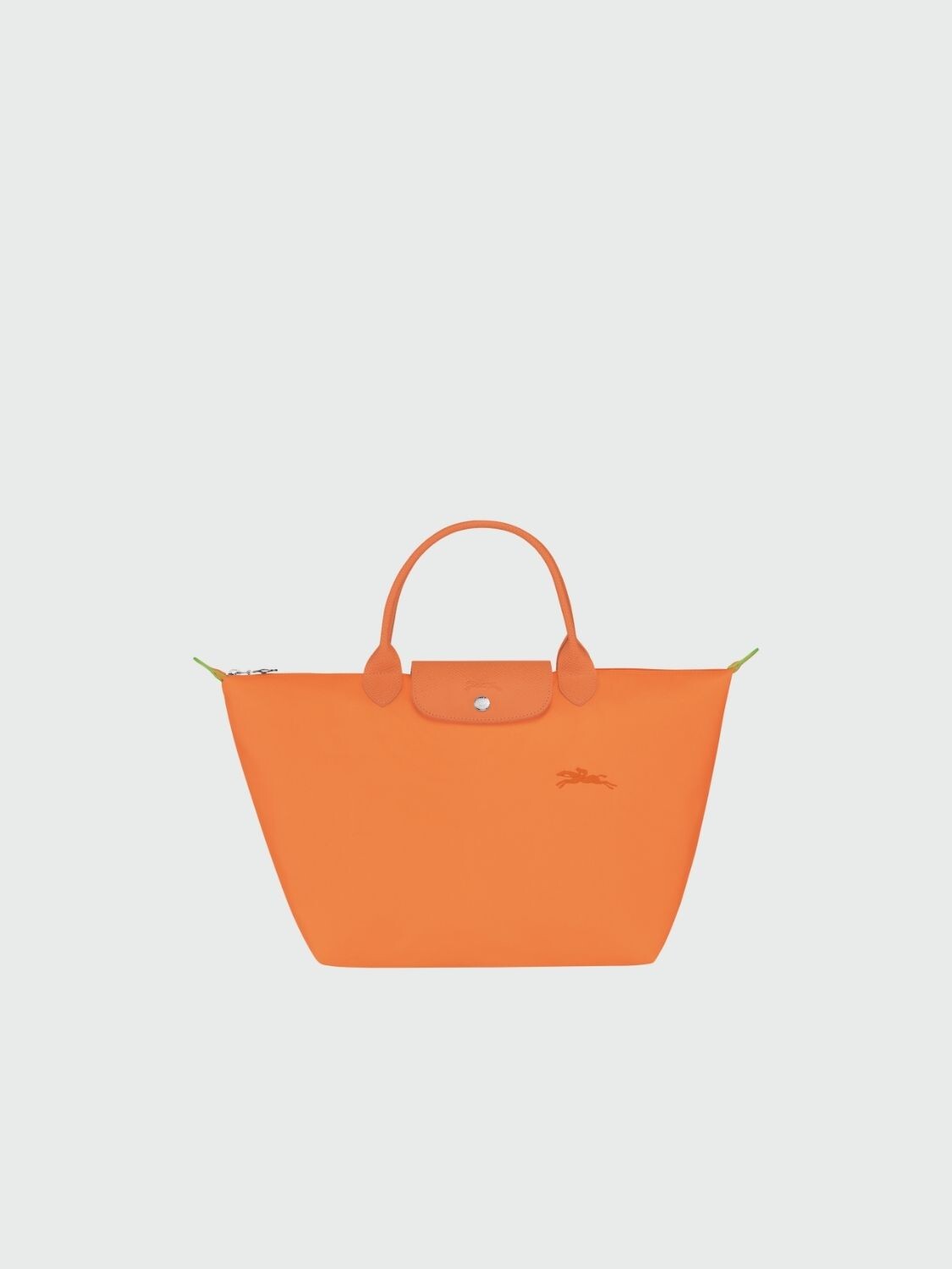 Longchamp -Cartera Longchamp plegable de nylon con cierre y asa corta, Le pliage green M Naranja