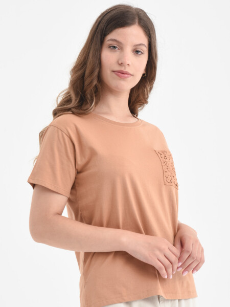 Camiseta manga corta boho Camel