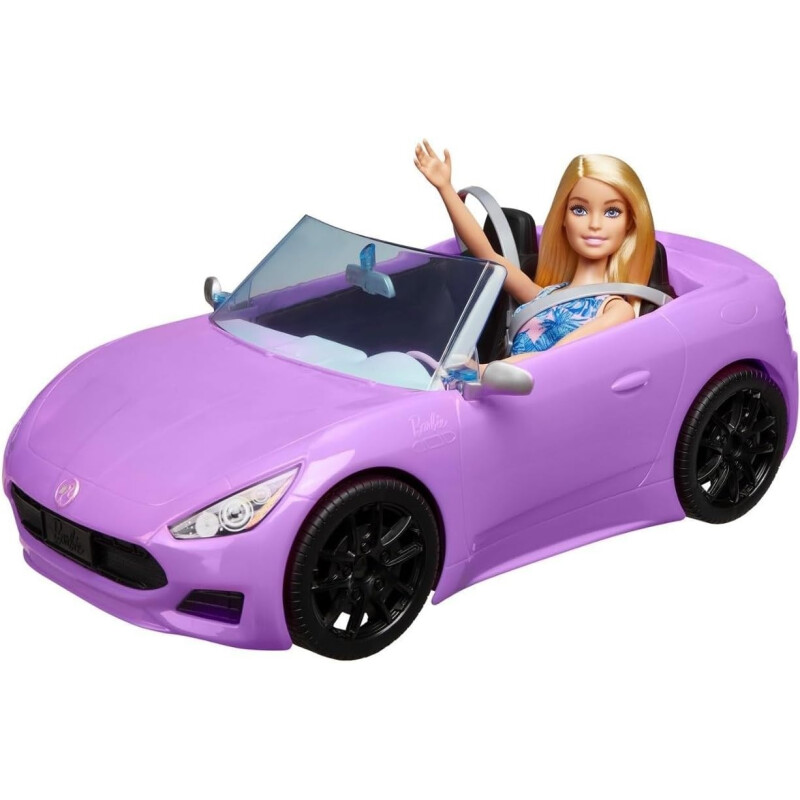 Auto convertible Barbie púrpura con muñeca Auto convertible Barbie púrpura con muñeca