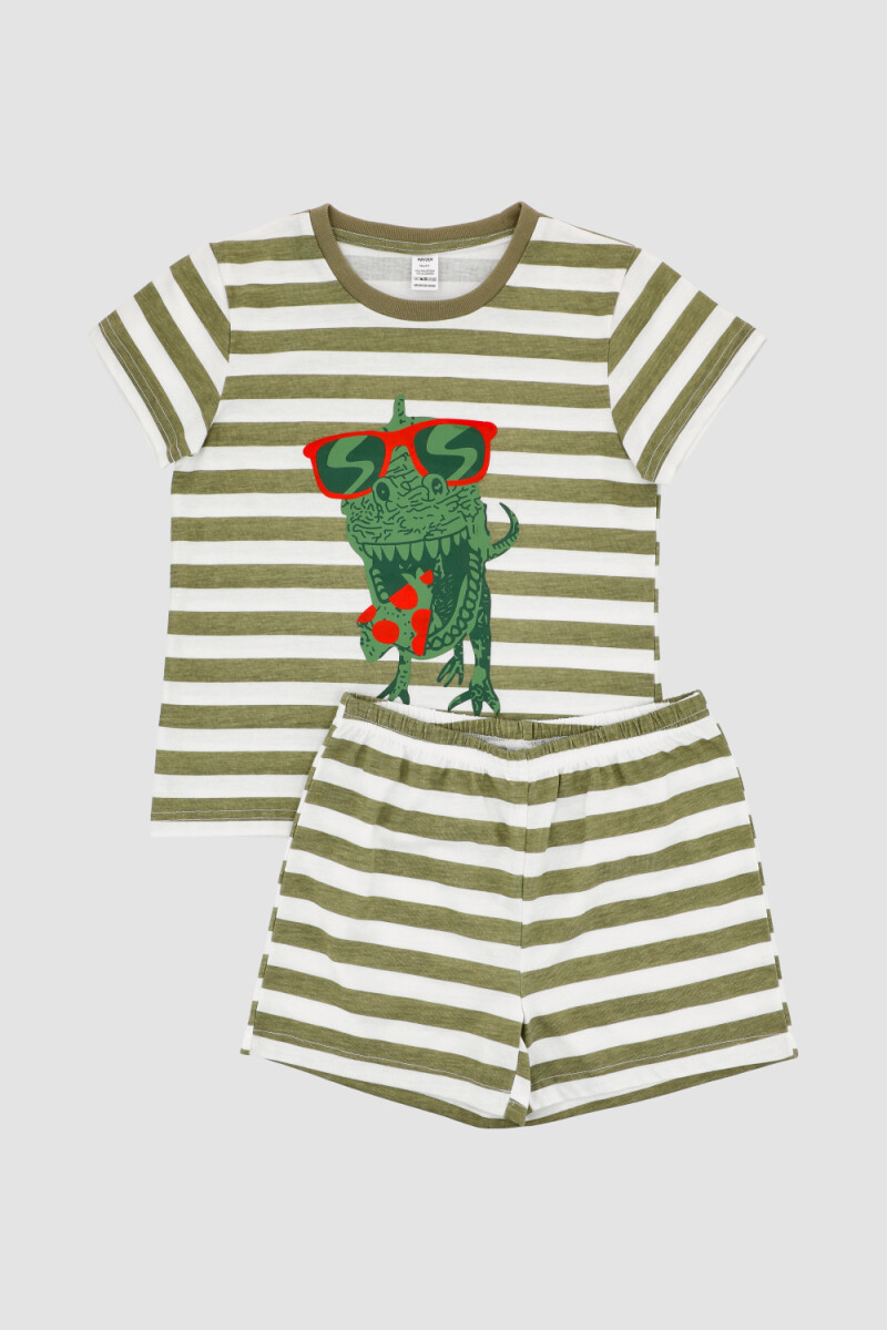 Pijama infantil rayas Verde claro