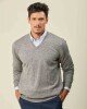 Buzo Lambswool Escote V Gris