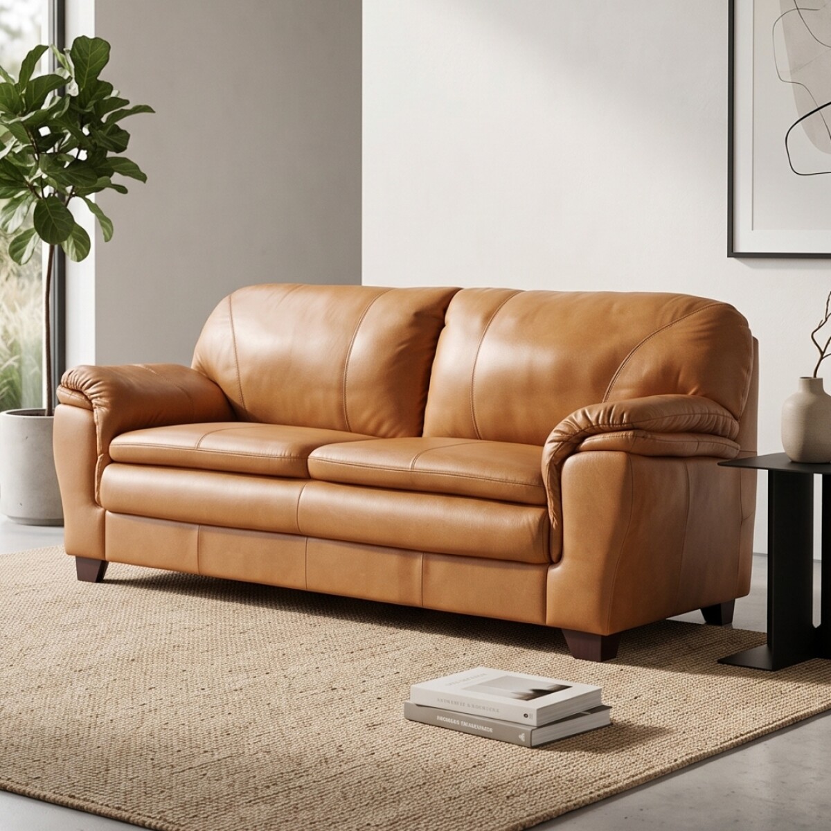 Sillón 100% Cuero - 3 Cuerpos - Monza - Camel 