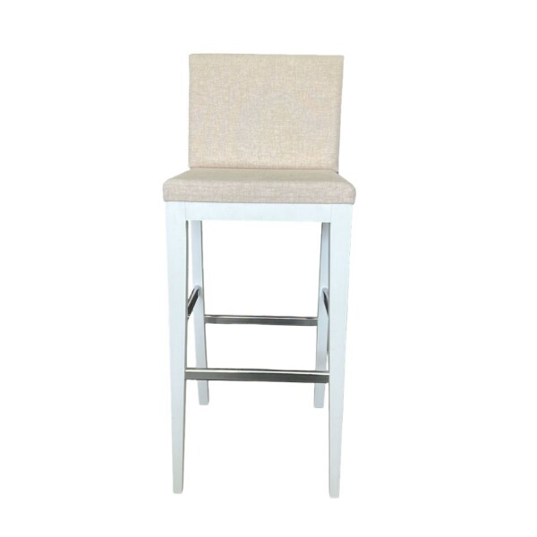 Banco para barra - Tapizado tela beige - Producto con pequeños detalles. Banco para barra - Tapizado tela beige - Producto con pequeños detalles.