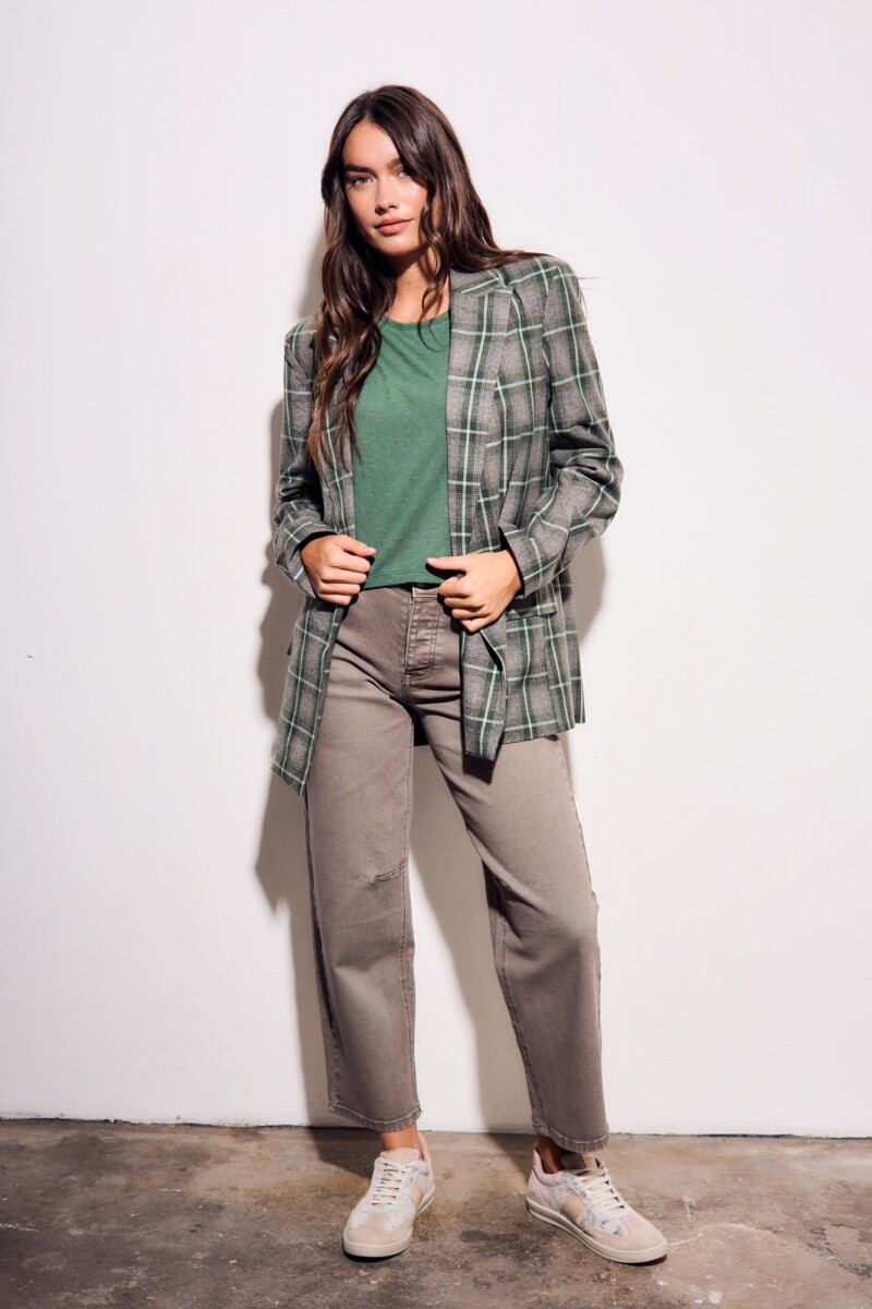 Blazer A Cuadros Oliva