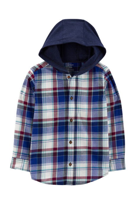 Camisa de sarga, con capucha, diseño a cuadros. Talles 6-8 Sin color