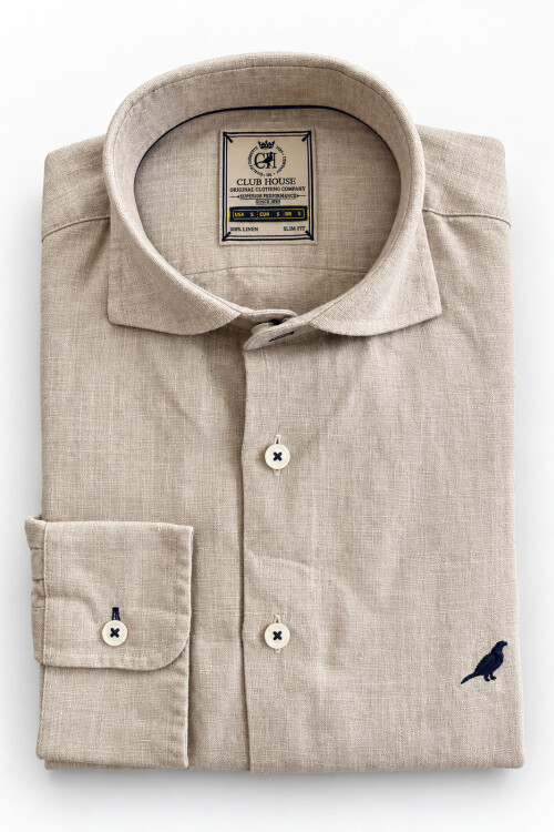 Camisa Lino Hudson Collar Sand