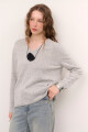 SWEATER V BOUTONE GRIS