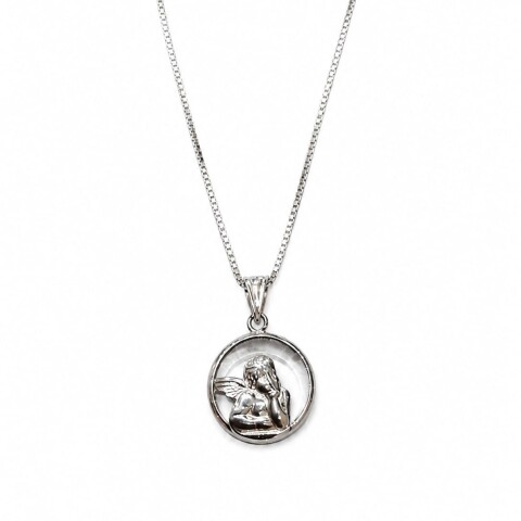 Cadena y medalla Ángel pensador con cristal Cadena y medalla Ángel pensador con cristal